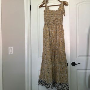 Max Studio Yellow Floral Maxi Dress Tie Shoulder